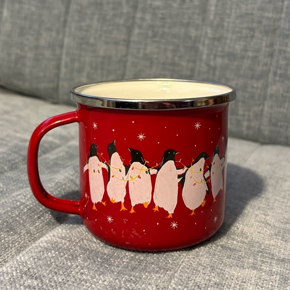World Market Red Penguin Mug